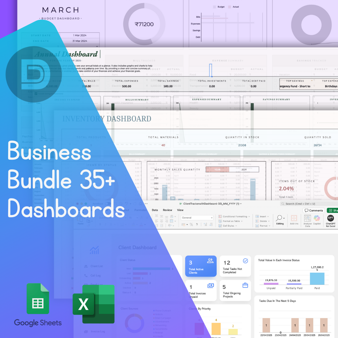 Business Toolkit - Excel Bundle - 35+ Dashboards