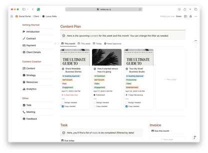 Social Media Manager - Client Portal - Notion Template