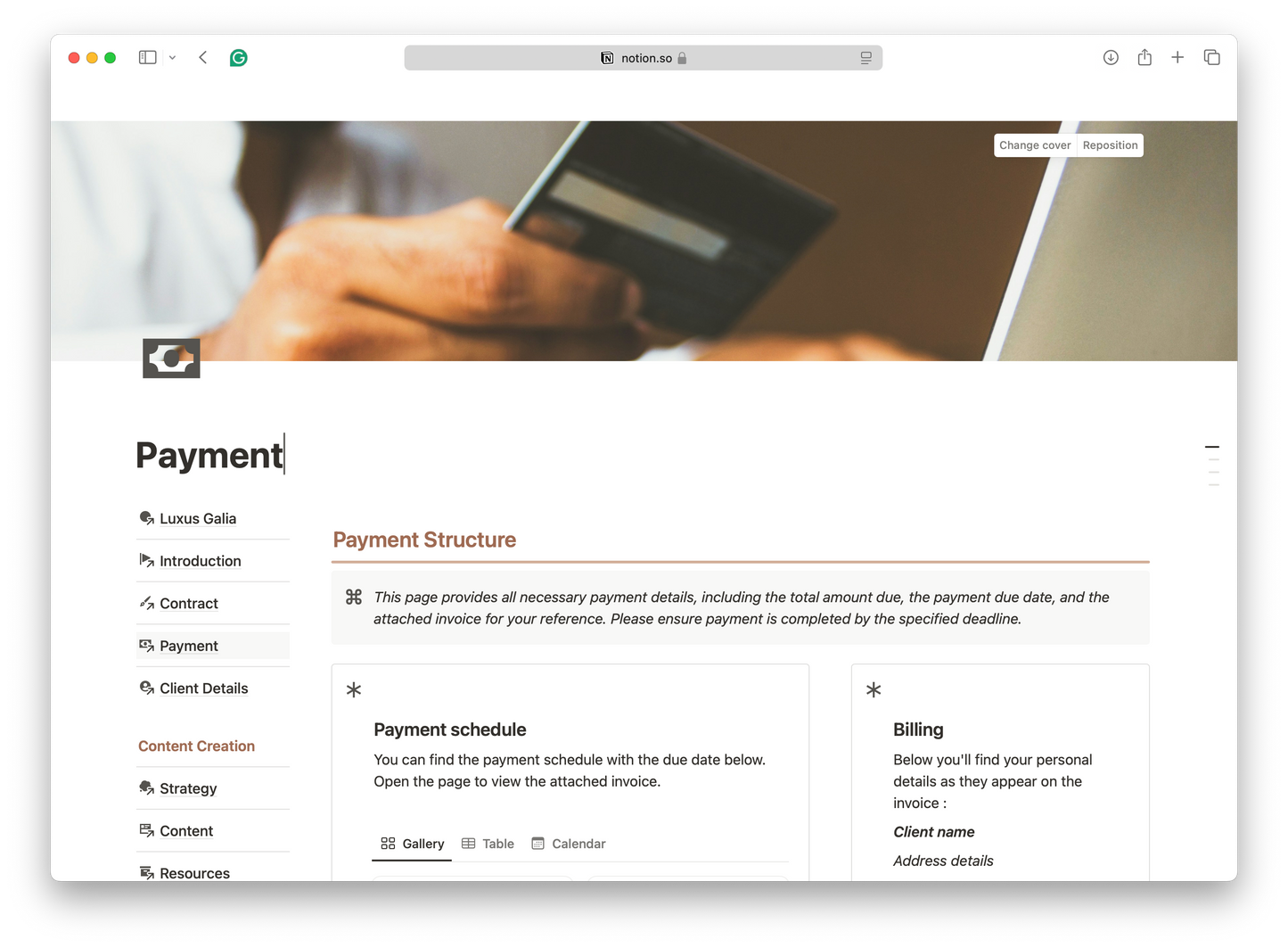 Social Media Manager - Client Portal - Notion Template