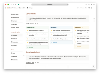 Social Media Manager - Client Portal - Notion Template