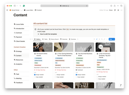 Social Media Manager - Client Portal - Notion Template
