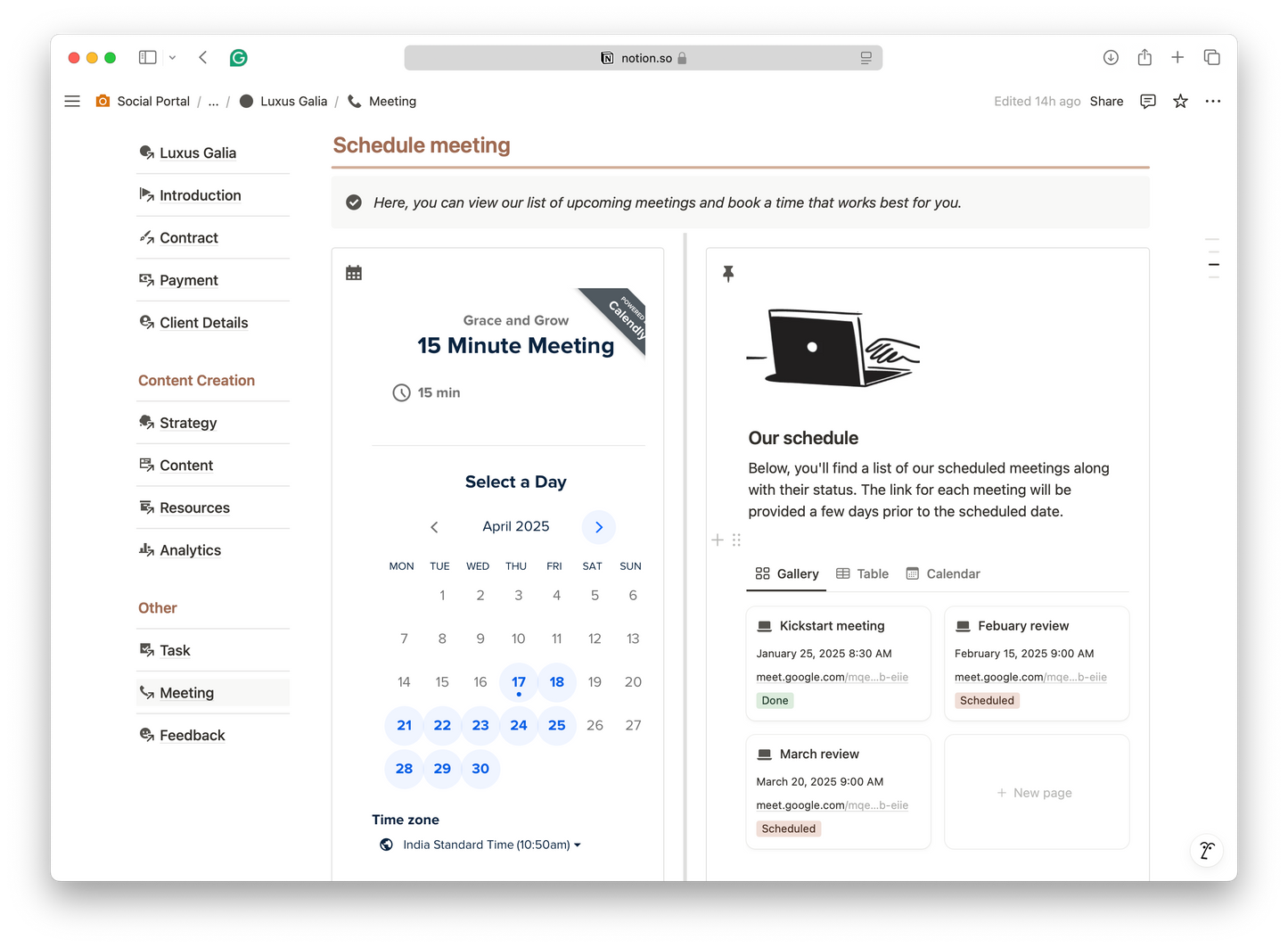 Social Media Manager - Client Portal - Notion Template